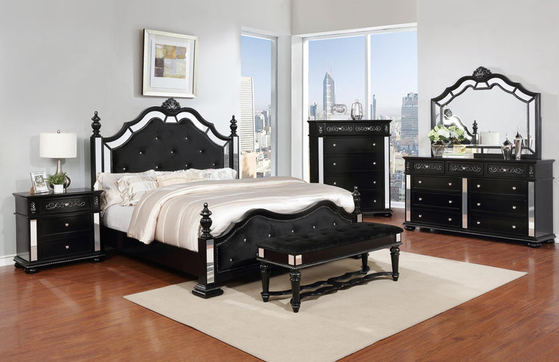 Opulent Black Queen Bed - Gate FurnitureQueen Bed
