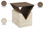 Opus Travertine And Mango Wood End Table in Brown - 77013Brown-ET