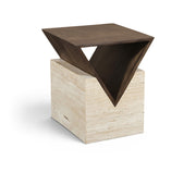 Opus Travertine And Mango Wood End Table in Brown - 77013Brown-ET