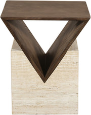 Opus Travertine And Mango Wood End Table in Brown - 77013Brown-ET
