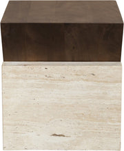 Opus Travertine And Mango Wood End Table in Brown - 77013Brown-ET