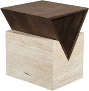Opus Travertine And Mango Wood End Table in Brown - 77013Brown-ET