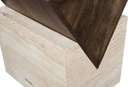 Opus Travertine And Mango Wood End Table in Brown - 77013Brown-ET