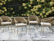 Orchard Beach Beige Outdoor Arm Chair with Cushion (Set of 4) - PCP373-601A