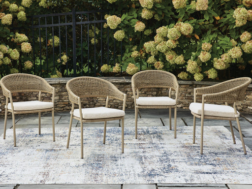 Orchard Beach Beige Outdoor Arm Chair with Cushion (Set of 4) - PCP373-601A