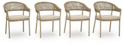 Orchard Beach Beige Outdoor Arm Chair with Cushion (Set of 4) - PCP373-601A