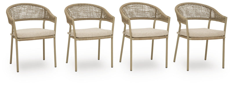 Orchard Beach Beige Outdoor Arm Chair with Cushion (Set of 4) - PCP373-601A