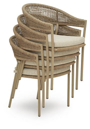 Orchard Beach Beige Outdoor Arm Chair with Cushion (Set of 4) - PCP373-601A