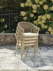 Orchard Beach Beige Outdoor Arm Chair with Cushion (Set of 4) - PCP373-601A