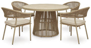 Orchard Beach Outdoor Dining Table and 4 Chairs in Beige - PKG024028