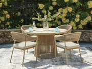 Orchard Beach Outdoor Dining Table and 4 Chairs in Beige - PKG024028