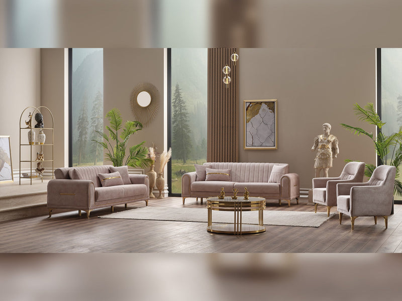 Orion 3-pieces (Sofa & Loveseat & Chair) Livingroom Set Cream in Cream - 101-ORI-TUR276-321