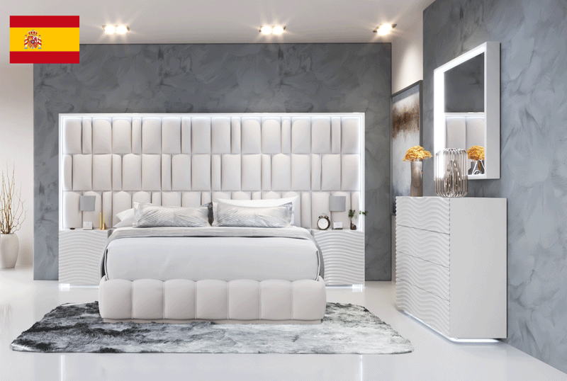Orion Bed With Wave White Cases Set - Gate Furniture