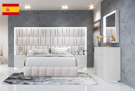 Orion Bed With Wave White Cases Set - Gate Furniture