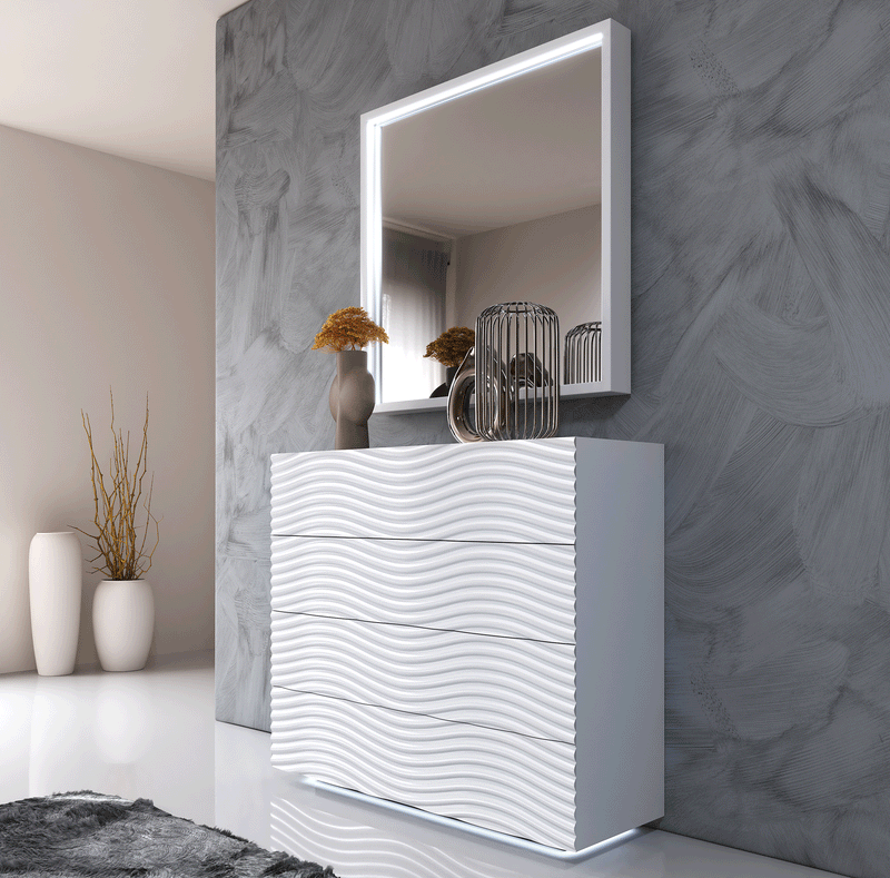 Orion Bed With Wave White Cases Set - Gate Furniture