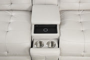 Orion - Ice Power Sectional with Power Recliner LAF and Power Headrest, 2nd Seat Power Reclıner and Power Headrest on LAF, Power Recliner RAF with Power Headrest, Storage Console, Pull-out Cup Holder, Wireless Charger, USB Charger - S407-Sectional