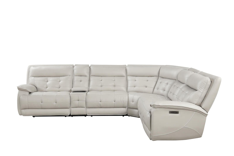 Orion - Ice Power Sectional with Power Recliner LAF and Power Headrest, 2nd Seat Power Reclıner and Power Headrest on LAF, Power Recliner RAF with Power Headrest, Storage Console, Pull-out Cup Holder, Wireless Charger, USB Charger - S407-Sectional