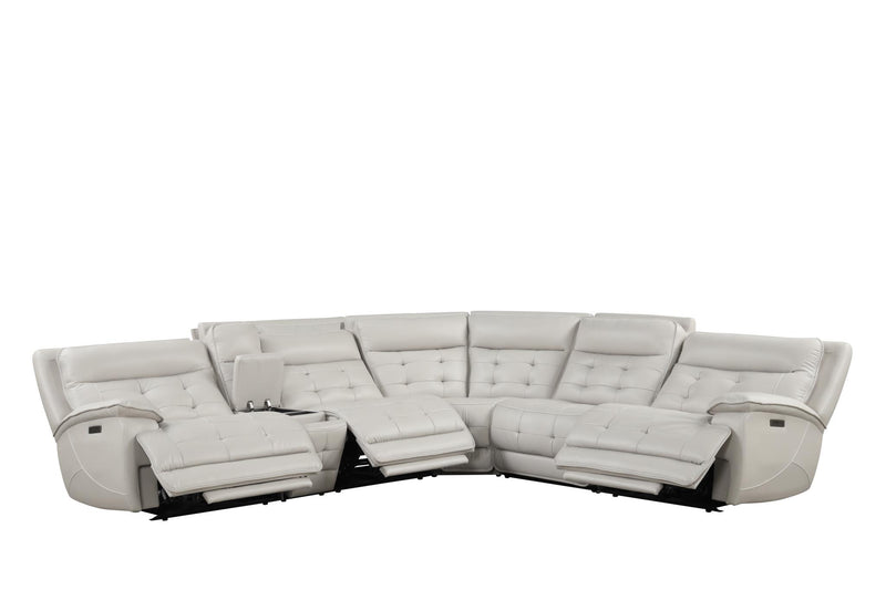 Orion - Ice Power Sectional with Power Recliner LAF and Power Headrest, 2nd Seat Power Reclıner and Power Headrest on LAF, Power Recliner RAF with Power Headrest, Storage Console, Pull-out Cup Holder, Wireless Charger, USB Charger - S407-Sectional