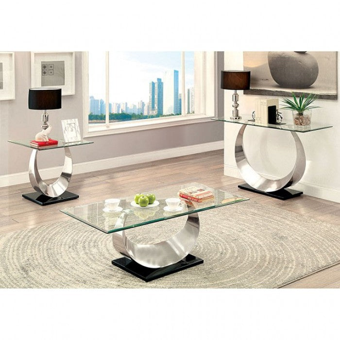 Orla Satin Plated/Black Coffee Table - CM4726C-TABLE