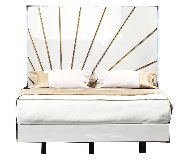 Oro White Qs Bed W/Light - i43426