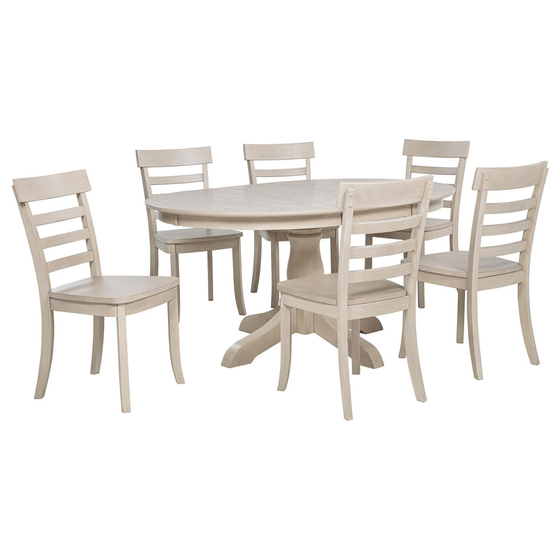 Orrison 7-piece Oval 62-inch Extension Leaf Dining Set Linen - 121261-S7