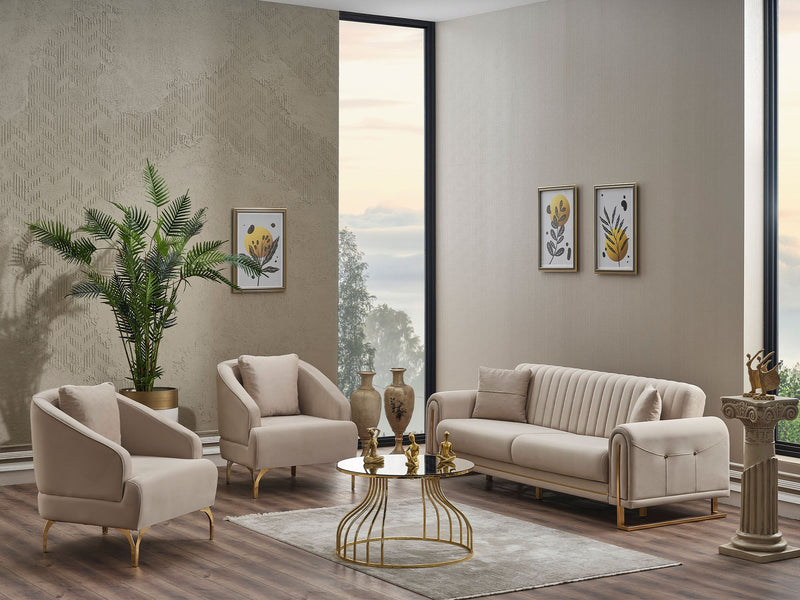 Oscar 3-pieces (Sofa & Loveseat & Chair) Livingroom in Cream - 200-SER-OSC-ANKA529-321