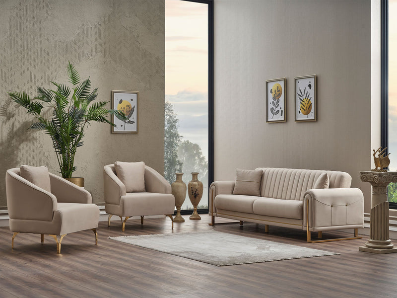 Oscar 3-pieces (Sofa & Loveseat & Chair) Livingroom in Cream - 200-SER-OSC-ANKA529-321