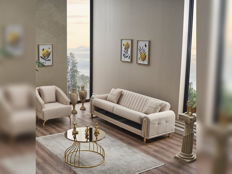 Oscar 3-pieces (Sofa & Loveseat & Chair) Livingroom in Cream - 200-SER-OSC-ANKA529-321