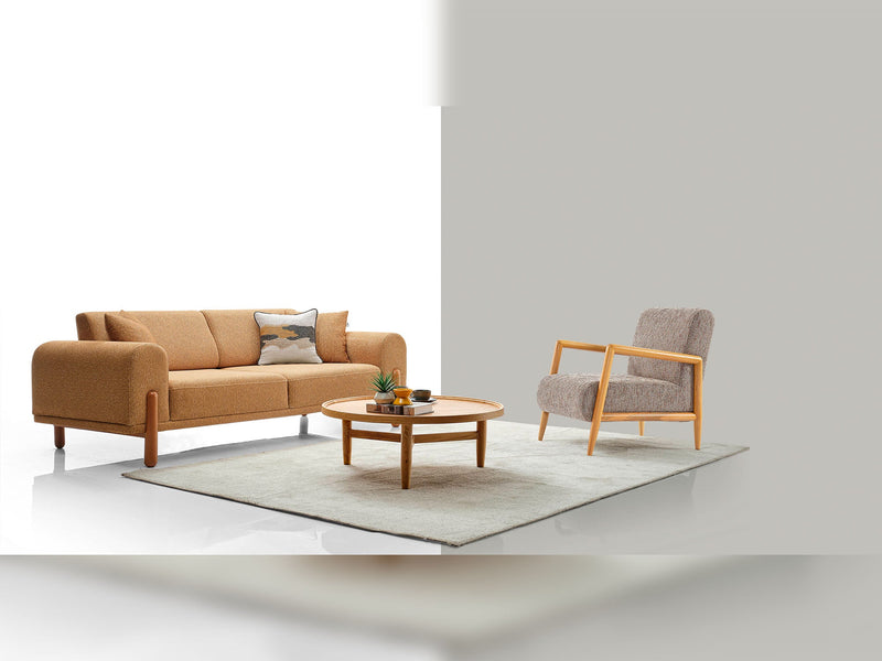 Oslo 4-pieces (2 Sofa & 2 Chair) Livingroom in Mustard - Light Brown - 200-ELI-OSL-P8-05-P8-04-3311