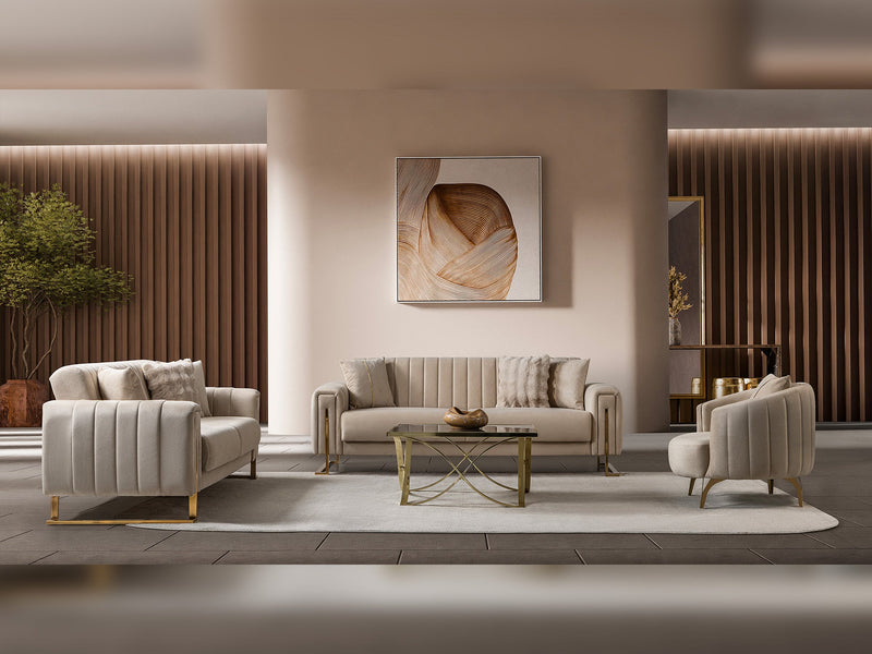 Othello 3-pieces (Sofa & Loveseat & Chair) Livingroom Set in Beige - 200-ST-OTH-FLORIA05-321