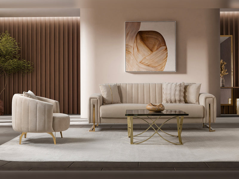 Othello 3-pieces (Sofa & Loveseat & Chair) Livingroom Set in Beige - 200-ST-OTH-FLORIA05-321