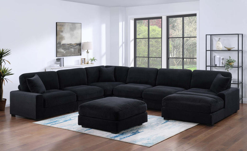 L121 - Violet Black 6PC (LAF Arm, 2XArmless, Wedge, RAF Chaise, Ottoman) - L121-Black-6PC W/ Ottoman