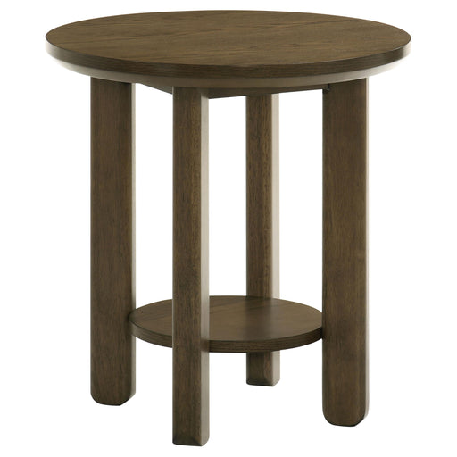 Ottowa 22-Inch Round Wood Side End Table with Shelf Brown - 706307