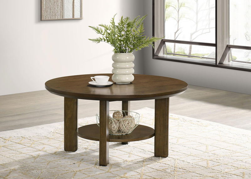 Ottowa 35-inch Round Wood Cocktail Coffee Table Brown - 706308