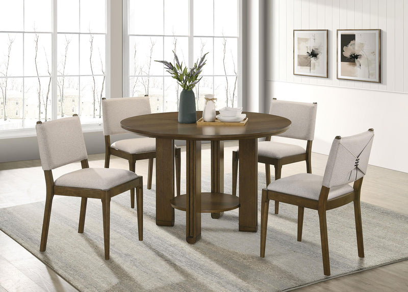 Ottowa 47-inch Round Wood Dining Table with Shelf Brown - 193660