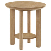 Ottowa Round Wood Side End Table with Shelf Light Oak - 706297