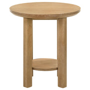 Ottowa Round Wood Side End Table with Shelf Light Oak - 706297