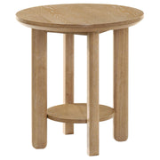 Ottowa Round Wood Side End Table with Shelf Light Oak - 706297