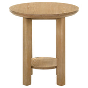 Ottowa Round Wood Side End Table with Shelf Light Oak - 706297