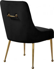 Owen Velvet Upholstered Dining Chair in Black, Set of 2 - 744Black