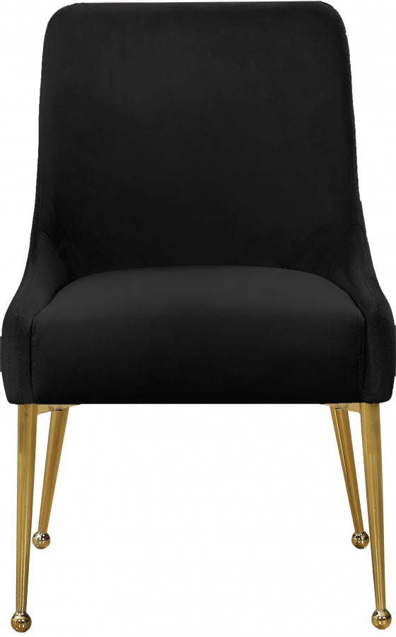Owen Velvet Upholstered Dining Chair in Black, Set of 2 - 744Black