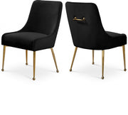Owen Velvet Upholstered Dining Chair in Black, Set of 2 - 744Black