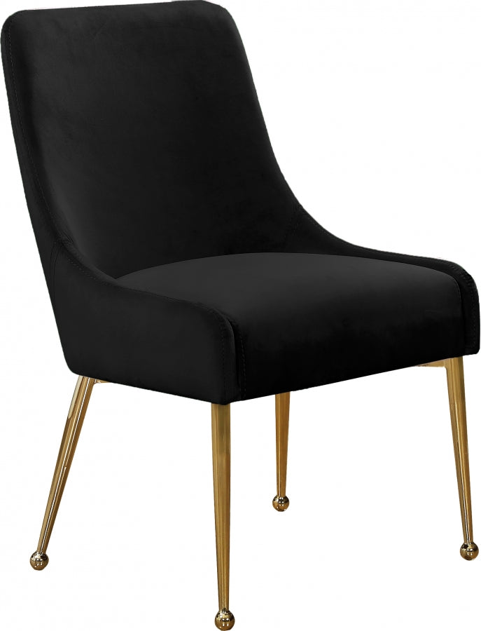 Owen Velvet Upholstered Dining Chair in Black, Set of 2 - 744Black