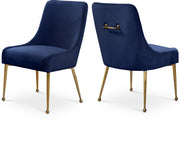 Owen Velvet Upholstered Dining Chair in Blue, Set of 2 - 744Navy
