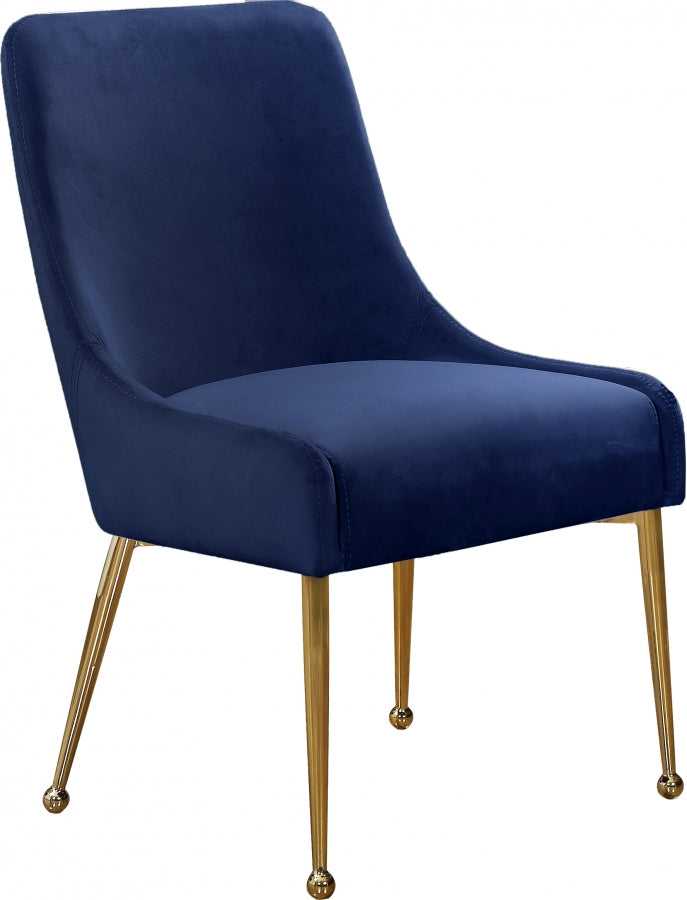 Owen Velvet Upholstered Dining Chair in Blue, Set of 2 - 744Navy