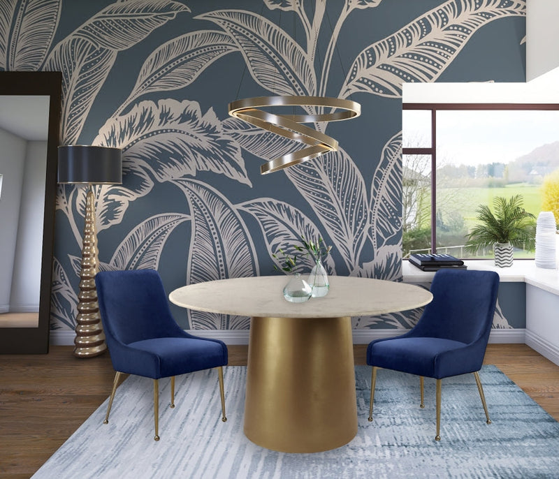 Owen Velvet Upholstered Dining Chair in Blue, Set of 2 - 744Navy