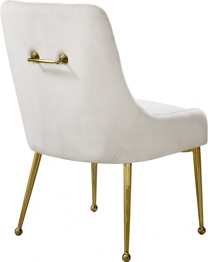 Owen Velvet Upholstered Dining Chair in Cream, Set of 2 - 744Cream