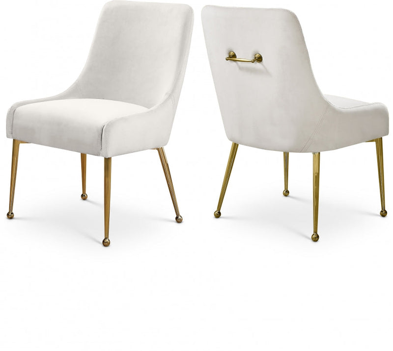 Owen Velvet Upholstered Dining Chair in Cream, Set of 2 - 744Cream
