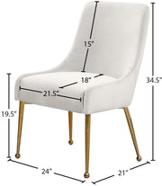 Owen Velvet Upholstered Dining Chair in Cream, Set of 2 - 744Cream