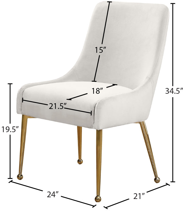 Owen Velvet Upholstered Dining Chair in Cream, Set of 2 - 744Cream